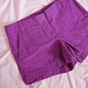 NWOT J. Crew Purple Pin Stripes Bermuda Shorts Classic Cotton Blend